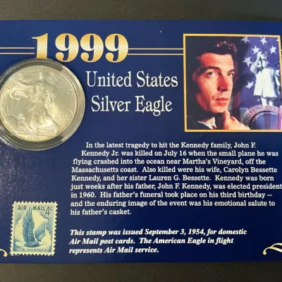 1999 American Silver Eagle & Stamp Combo