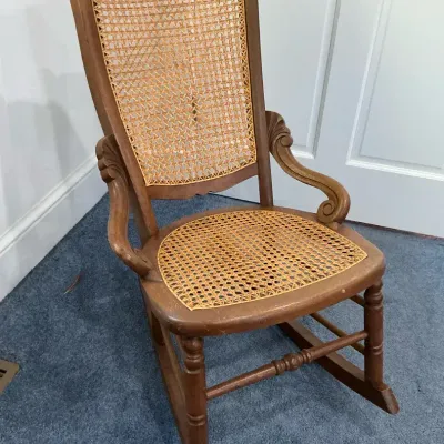 Victorian Walnut & Cane Rocker (30 x 17 x 33)