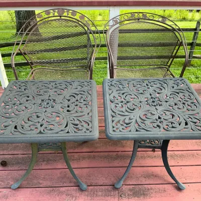 Wrought Iron Chairs & Cast Aluminum Tables (Tables 24 x 21)