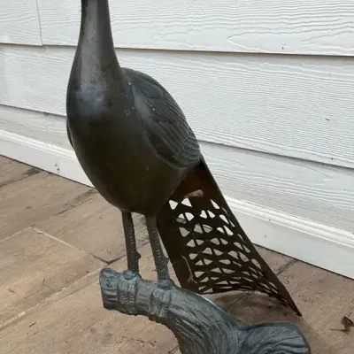 Bronze Metal Peacock Lawn Statue (2 Of 2)