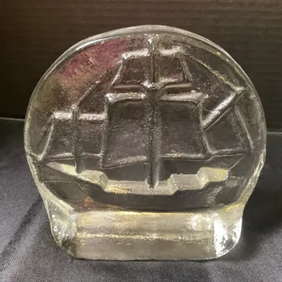 MCM Blenko Glass Sailing Bookend (6 Inch)