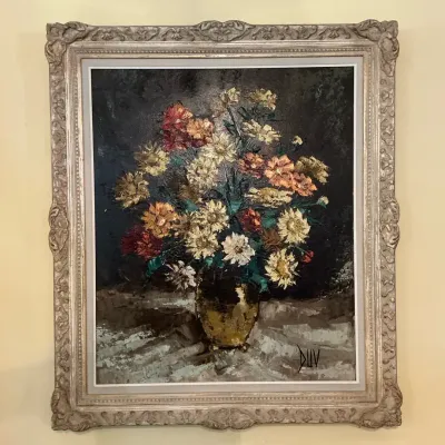 Josef Duv Still Life Textured Large Oil Painting (32 x 37)