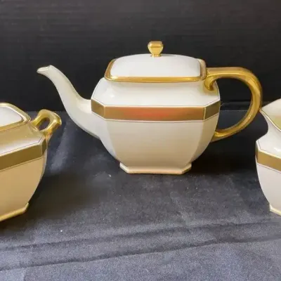 Lenox Bone China Tea Pot, Sugar, And Creamer 
