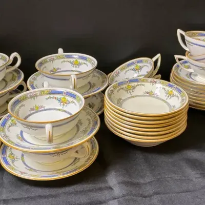 Minton Princess Tea Cups And Saucers With Soup Cups And Plates 