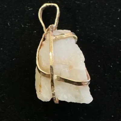 14k Gold Wire Wrapped White Stone