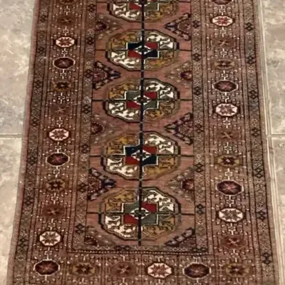 Vintage Tribal Geometric Thin Wool Rug 
