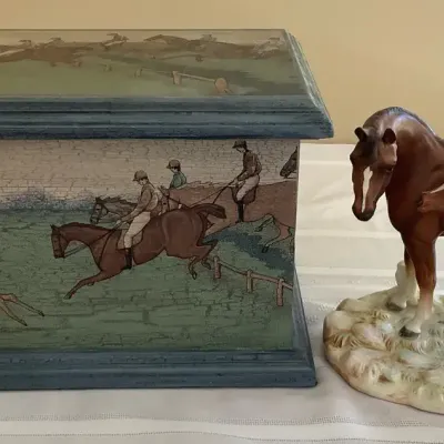 Painted Horse Box, Ceramic Horse And Foal
