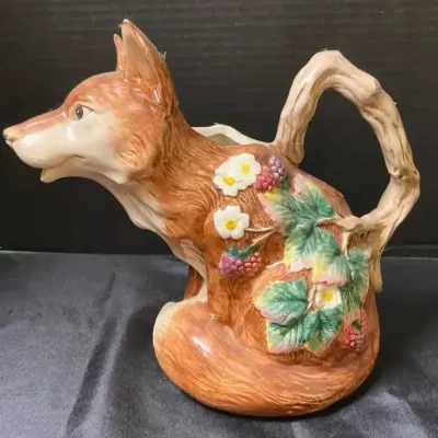 Fitz And Floyd “ Reynard The Fox” Water Pitcher 1990