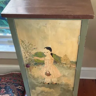 Vintage Hand painted Tall Accent Table