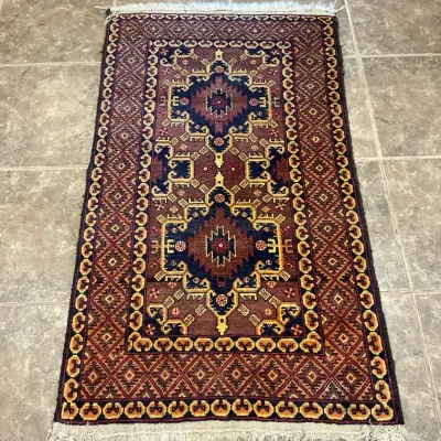 Afghani Hand Knotted Tribal Wool Area Rug (34 x 60)