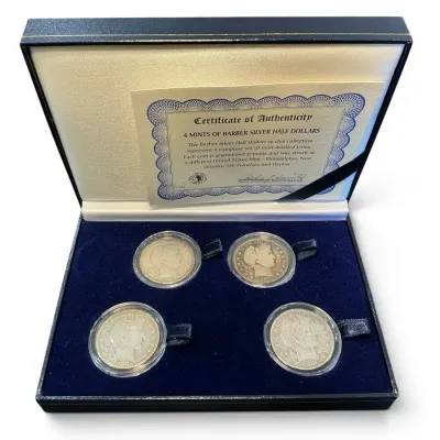 Barber Silver Half-Dollar Four Mints Set 