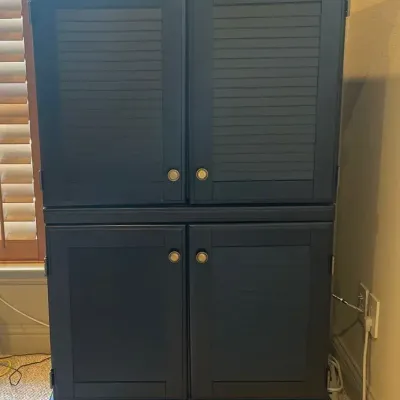 Black Computer Workspace Cabinet