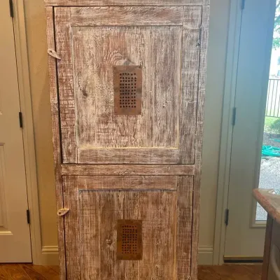 Wooden White Washed Kitchen Hutch