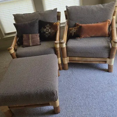 Bamboo & Rattan Chairs With Ottoman