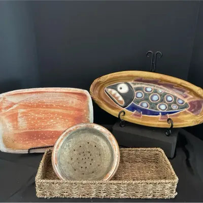 Serving Trays And Vintage Strainer