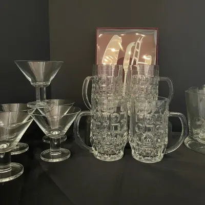 Martini, Beer & Shot Glasses with Accessories