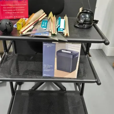 Metal Rolling Desk With Chair &  2 Drafting Boards