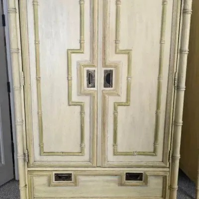 Hollywood Regency Faux Bamboo Armoire , 1 Of 2