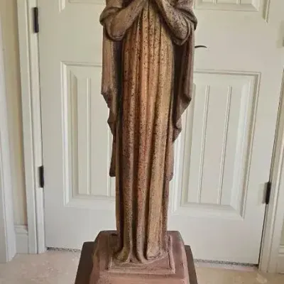 Angel Statue On Solid Wood Stand