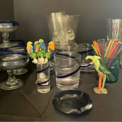 Cobalt Blue “swirline”Glasses And Bar Accessories 