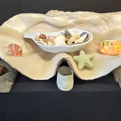 Giant Clam Shell With Seashell Assortment 