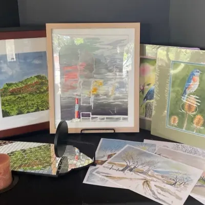 Watercolor Prints, Mirror Mosaic Wall Candle