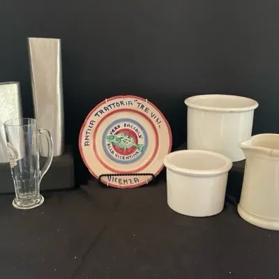 Italian Crocks And Plate German Beer Glasses,