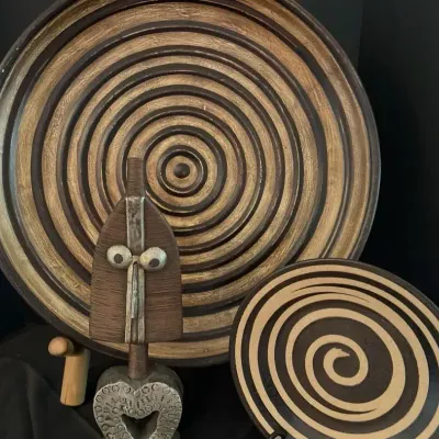 Decorative 22” Platter And Ghana Figure