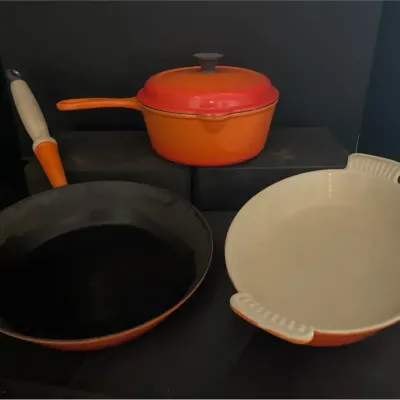 Le Creuset Three Piece Cookware Flame