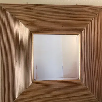 Vintage Bamboo Pyramid Wall Mirror 