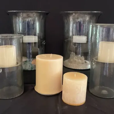 Four Large Hurricane Candle Holders
