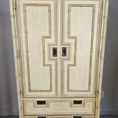 Hollywood Regency Faux Bamboo Armoire 2 Of 2