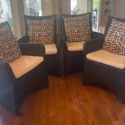 Four Dark Wicker Armchairs