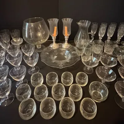 Assorted of Etched Glasses & More