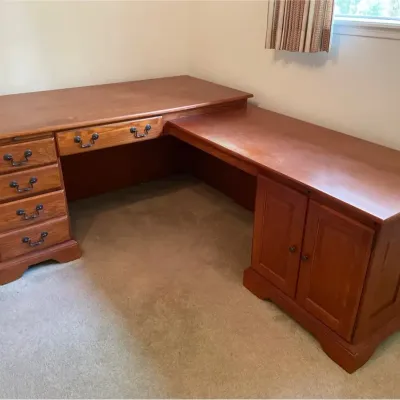 L-Shape Wood Desk - UPSTAIRS