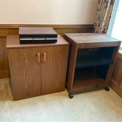 Vintage 90s DVD Holder, Cassette Holder & Cabinet On Casters - UPSTAIRS