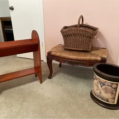 Vintage Book Stand, Ornate Wood Bench & More 