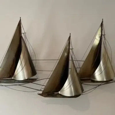 Vintage Curtis Jere Metal Sailboat Wall Art