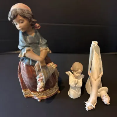 Lladro Girl Carrying Flowers, Gres Finish & More