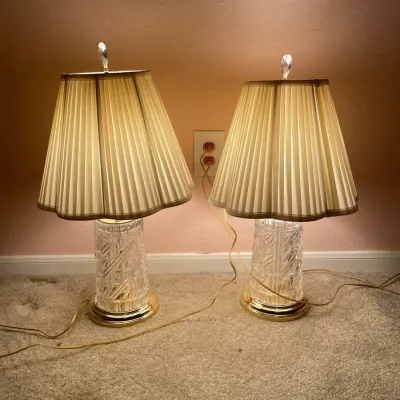 Cut Glass Lamps with Brass Detail