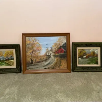 Three Oil Paintings Of Farms, Signed