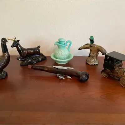 Vintage Avon Jadeite/teal Slag Milk Glass & Avon Plates, More Perfume Bottles