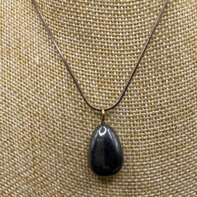 Sale Photo Thumbnail #122: Hematite pendant 
Chain looks to be sterling