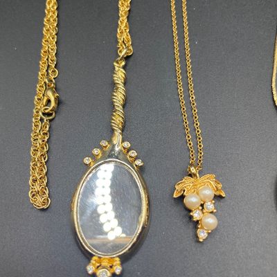 Sale Photo Thumbnail #237: Gold tone necklaces and post earrings