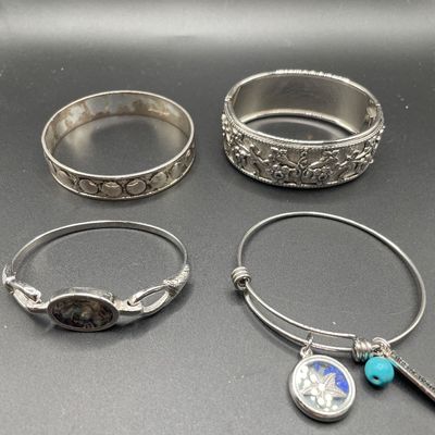 Sale Photo Thumbnail #99: Silver tone bracelets
