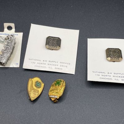 Sale Photo Thumbnail #22: Sterling charm and 4H pins