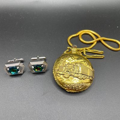 Sale Photo Thumbnail #28: Peacock blue cuff links