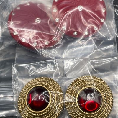 Sale Photo Thumbnail #140: Red clip on earrings