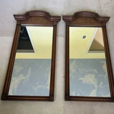 Pair Of Vintage Wooden Mirrors