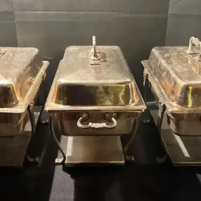 Set Of 3 Vintage Silver Plate Chafing Dishes 